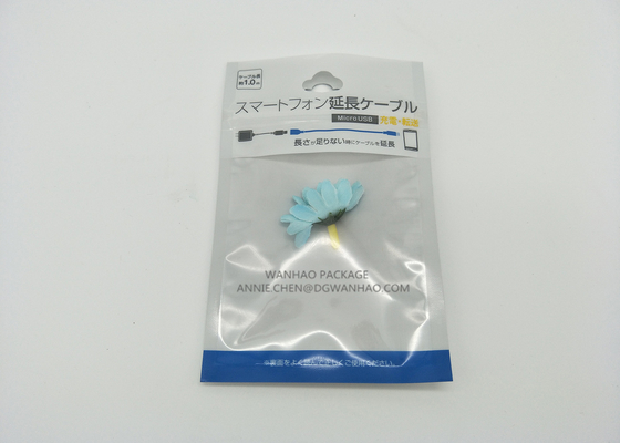電子工学の付属品のイヤホーンのためのフィルム ホイルの包装袋、ジッパー ロックとの1側面の明確およびこつの穴を金属で処理して下さい